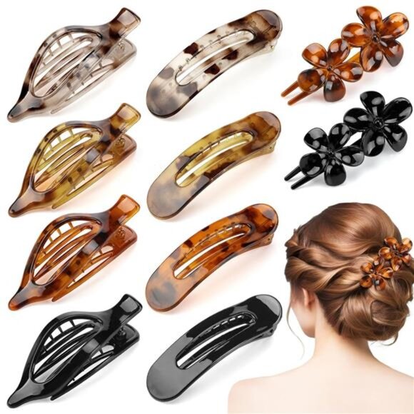 10 Pcs Flat Hair Clips for Women, - Picture 1 of 8
